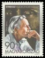 Porträt von Janosz / Hanse Selye auf der ungarischen Briefmarke